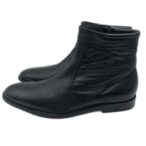 Vintage Broletto Men's Black Leather Ankle Boots Zip Side Size 8.5M Dress Casual